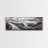 Cliff Path, Sea Escape, Moody Sky, Adventure Trail, Canvas Print, Modern Entryway Wall Art, Travel Photography, Nature Scene