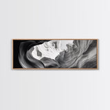 Desert Canyon Swirl, Abstract Rock Layers, Light and Shadow, Framed Canvas Print, Minimalist Living Room Art, Earth Tone Decor