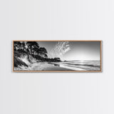 Forest Edge Beach, Coastal Sandscape, Sunset Sky, Canvas Print, Black and White Landscape, Coastal Living Room Art, Natural Vibes
