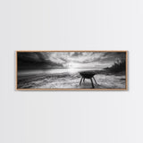 Beach Grill, Sunset Shore, Cloudy Horizon, Canvas Print, Coastal Minimalist Decor, Kitchen Wall Art, Autumn Beach House Accent