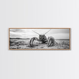 Lobster Closeup, Coastal Wildlife, Sandy Beach, Canvas Print, Bold Marine Life Art, Bathroom Wall Decor, Nautical Themed Accent