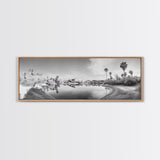 Oasis Reflections, Palm Trees, Desert Scene, Infrared Art Print, Framed Canvas Print, Tropical Wall Art, Boho Bedroom Decor, Tranquil Style