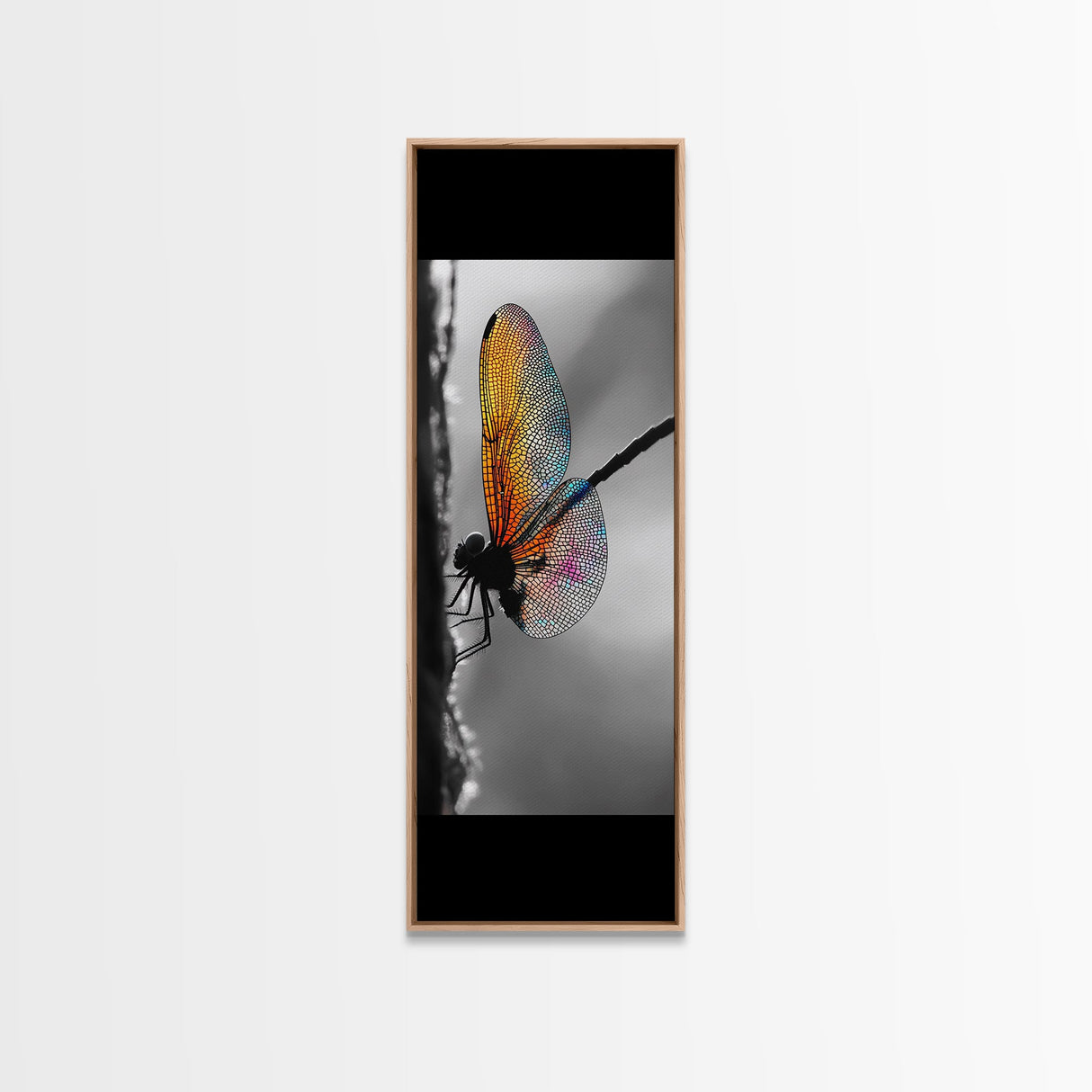 Rainbow Wings, Close Up, Dragonfly Beauty, Nature Macro – Canvas Print, Boho Wall Art, Nursery Decor, Insect Photography, Colorful Accent