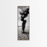 Smoke Storm, Desert Vortex, Abstract Motion, Surreal Art, Framed Canvas Print, Black and White Wall Art, Modern Office Decor, Dark Aesthetic