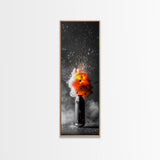 Fire Burst, Orange Explosion, Energy Impact, Fiery Blast, Framed Canvas Print, Abstract Modern Art, Gamer Room Decor, Bold Statement Piece