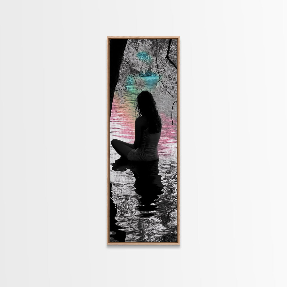 Dreamy Lake View, Solitude Moment, Color Splash Art, Framed Canvas Print, Moody Wall Art, Bedroom Decor, Surreal Photography, Meditation Vibe