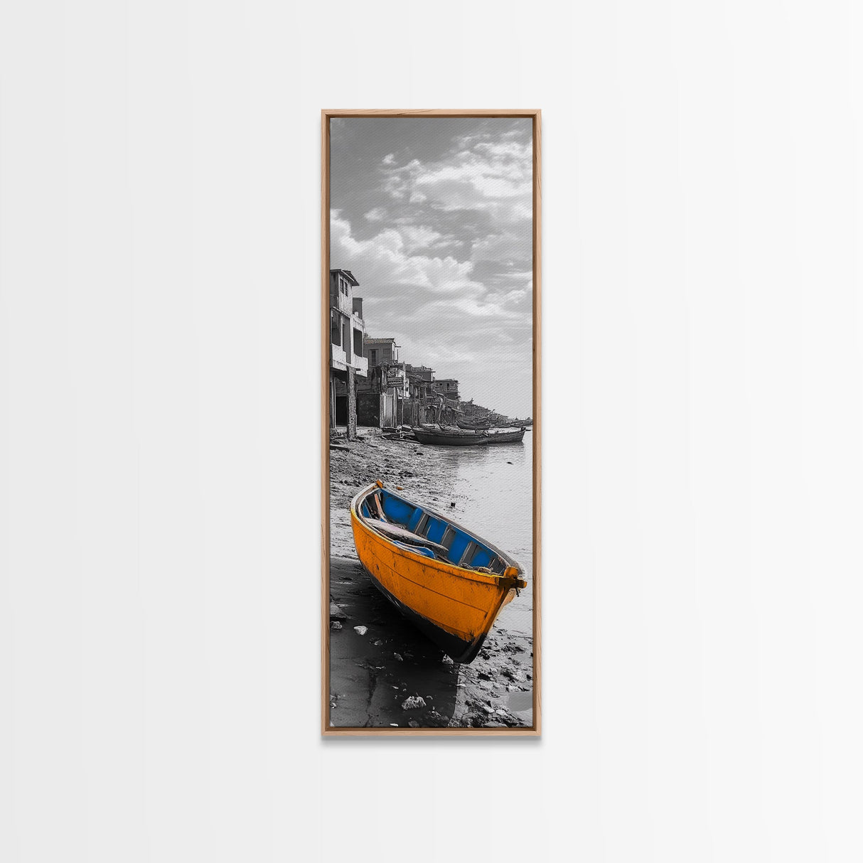 Yellow Boat, Coastal Wall Art, Seaside Home Decor, Beach Photography, Canvas Print, Nautical Theme, Bathroom Art, Minimalist Seascape