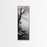 Foggy Lake, Autumn Forest, Peaceful Morning Landscape, Canvas Print, Minimalist Wall Art, Zen Bedroom Decor, Serene Fall Artwork