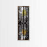 Yellow Tree, Autumn Woods, Forest Reflection, Nature Glow, Framed Canvas Print, Fall Wall Art, Rustic Decor, Cabin Art, Earthy Tones