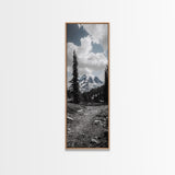 Mountain Landscape, Trail Pathway, Cloudy Sky, Nature Photography, Canvas Print, Rustic Cabin Decor, Adventure Hiker Wall Art