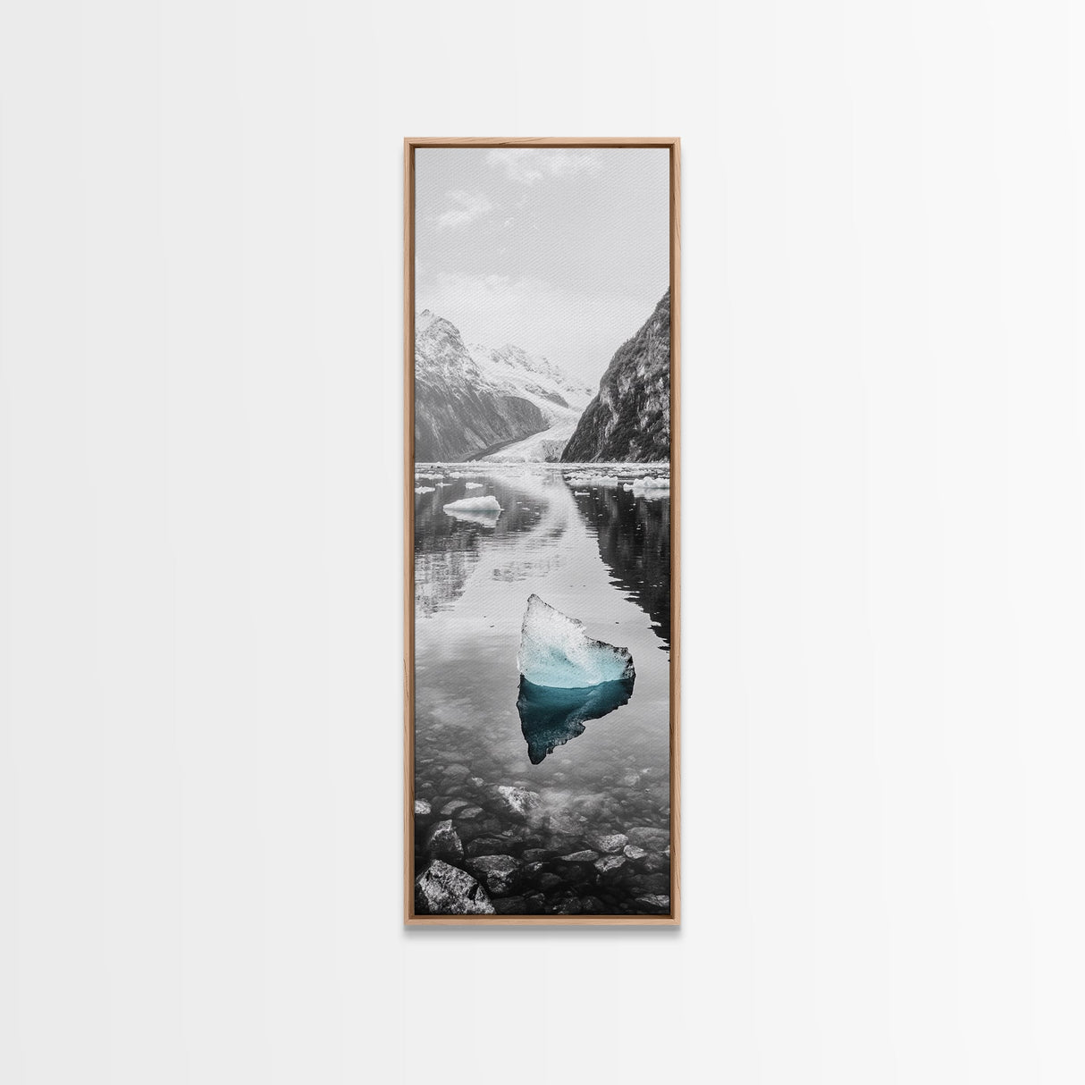 Iceberg, Glacier Reflection, Arctic Landscape, Serene Water, Framed Canvas Print, Minimalist Wall Art, Bathroom or Bedroom Photography
