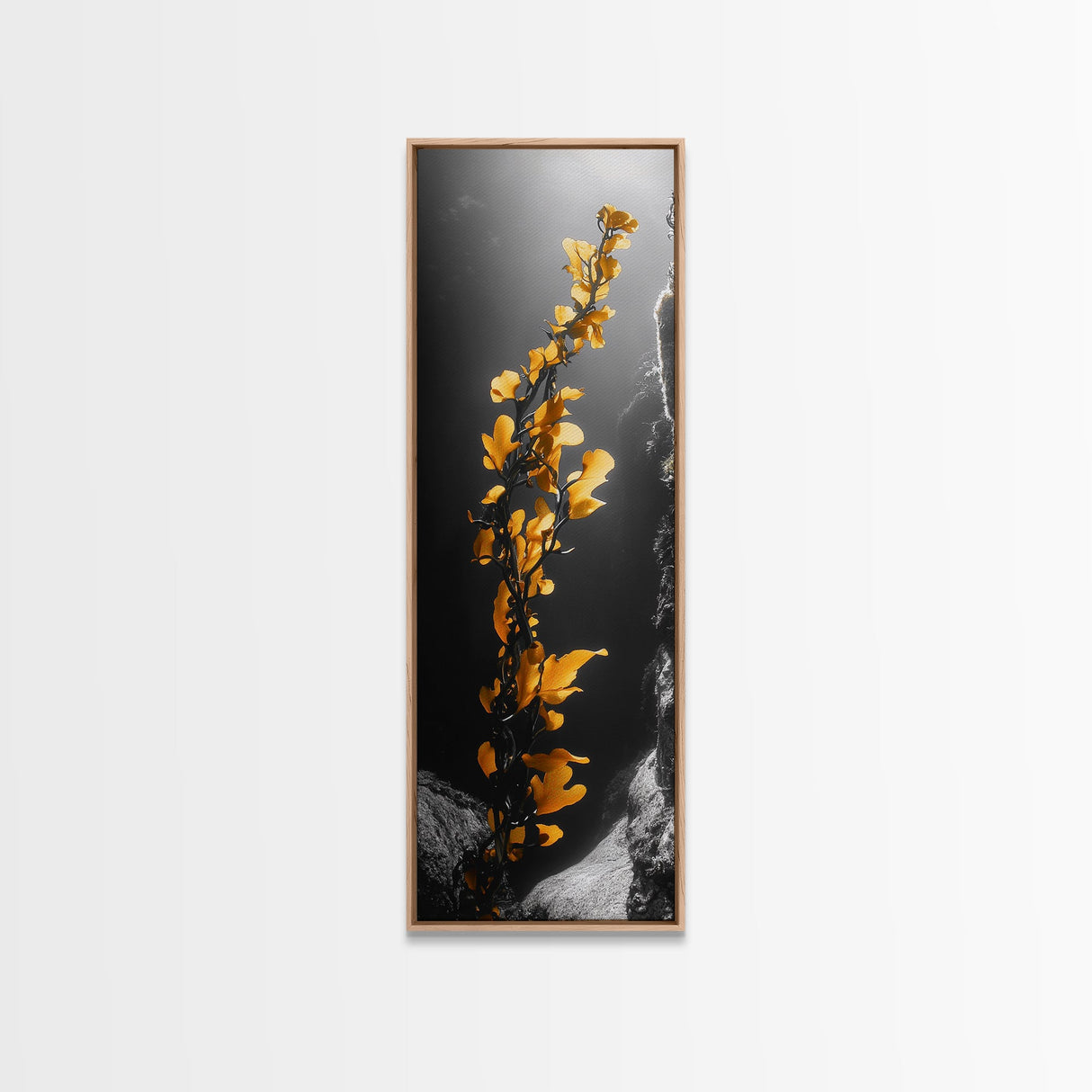 Ocean Kelp Art, Golden Seaweed, Deep Sea Beauty, Underwater Light, Canvas Print, Bathroom Wall Art, Nautical Decor, Moody Coastal Style