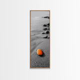 Orange Shore Stone, Minimalist Decor, Seaside Style, Beach Vibes, Framed Canvas Print Coastal Wall Art, Bathroom Decor, Modern Art