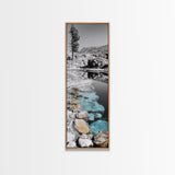 Hot Spring, Thermal Pool, Natural Stone, Tranquil Landscape, Framed Canvas Print, spa bathroom art, zen decor, calming nature print