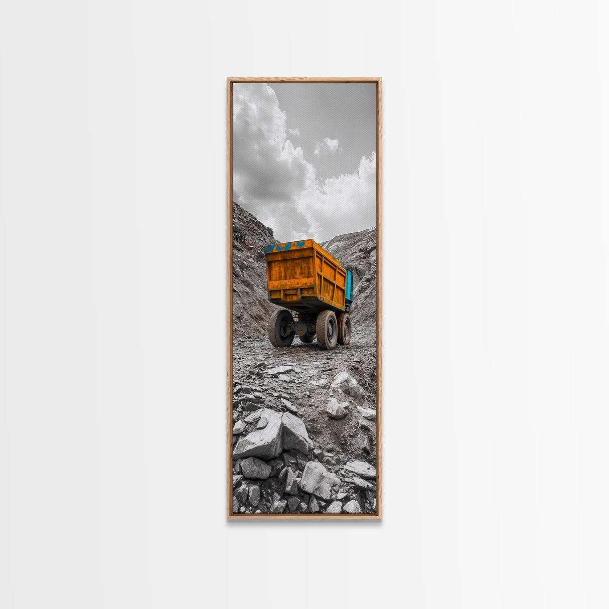 Mining Truck, Industrial Power, Bold Machinery, Construction Scene, Canvas Print, garage wall art, boys room decor, grunge wall art
