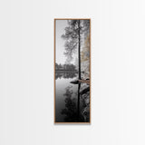Serene Forest, Pine Reflection, Tranquil Lake, Autumn Vibe, Canvas Print, bedroom wall art, rustic neutral decor, nature minimalist