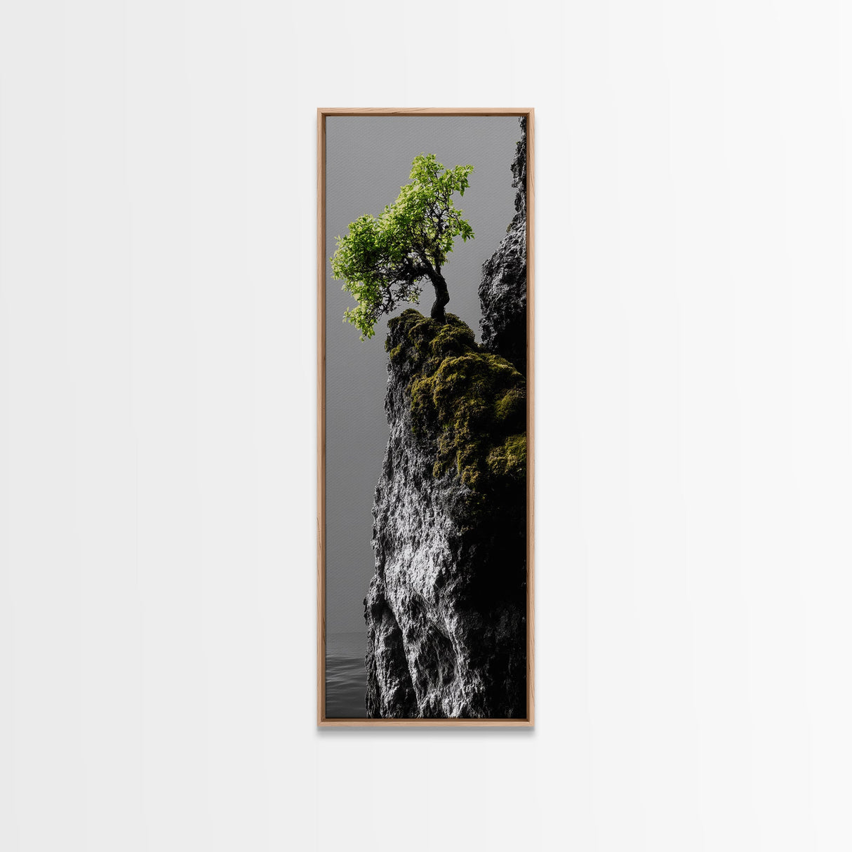 Tree of Life, Cliff Growth, Resilience Symbol, Nature Power, Framed Canvas Print, motivational office art, surreal landscape decor