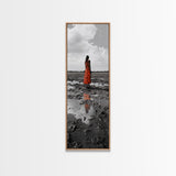 Solitary Woman, Polka Dot Dress, Reflected Mood, Framed Canvas Print, Surreal Fine Art, Bedroom Wall Art, Contemporary Minimalist Style