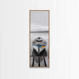 Rowboat Front, Calm Water, Lake Stillness, Serene View, Framed Canvas Print, Nautical Decor, Minimalist Art, Coastal Living Room