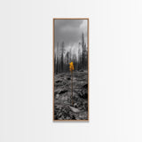 Lone Sprout, Forest Renewal, Emotional Nature Scene, Moody Landscape Art, Framed Canvas Print, Autumn Wall Decor, Rustic Nature Style