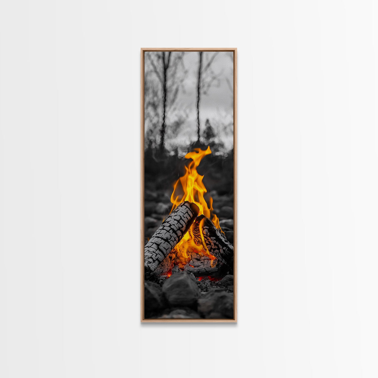 Ember Glow, Campfire Evening, Rustic Firelight, Canvas Print, Autumn Wall Art, Nature Photography, Minimalist Adventure Decor