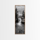 Waterfall Serenity, Mountain Stream Scene, Calming Nature Wall Art, Framed Canvas Print, Neutral Tones Decor, Bathroom or Spa Room Art