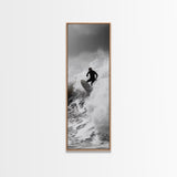 Surfer Wave, Extreme Sports, Ocean Power, Surf Culture, Dynamic Motion Shot, Framed Canvas Print, Coastal Teen Bedroom Wall Art