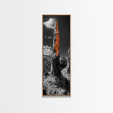 Orange Spire, Desert Rock, Natural Monument, High Contrast Landscape, Framed Canvas Print, Rustic Office Wall Art, Fall Desert Decor