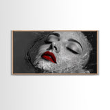 Red Lips, Underwater Beauty, Glam Art, Modern Pop, Framed Canvas Print, Bedroom Wall Art, Bold Aesthetic, Fashion Model Photography Print
