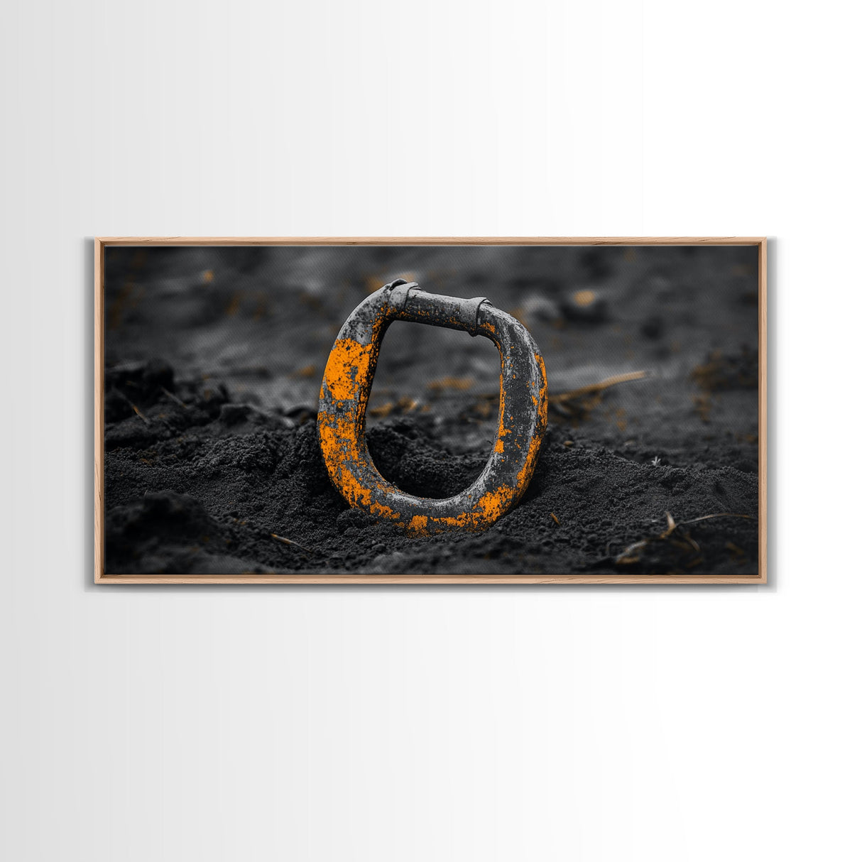 Industrial Ring, Weathered Metal, Grunge Aesthetic, Earth Tones – Canvas Print, Masculine Wall Art, Garage Decor, Minimalist Rustic Design