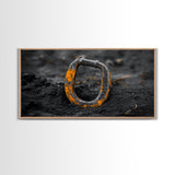Industrial Ring, Weathered Metal, Grunge Aesthetic, Earth Tones – Canvas Print, Masculine Wall Art, Garage Decor, Minimalist Rustic Design