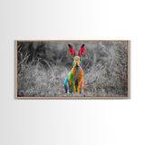 Rainbow Rabbit, Colorful Bunny, Surreal Wildlife, Nature Fantasy – Canvas Print, Kids Room Wall Art, Whimsical Decor, Modern Animal Art