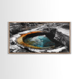 Geothermal Pool, Natural Wonders Photography, Yellowstone Landscape Decor, Earth Tones Wall Art, Framed Canvas Print, Bathroom Art