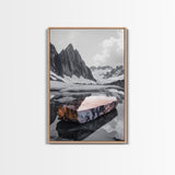 Glacial Rock, Abstract Ice Reflection, Surreal Landscape, Canvas Print, Nature Photography, Minimalist Winter Wall Art, Modern Decor