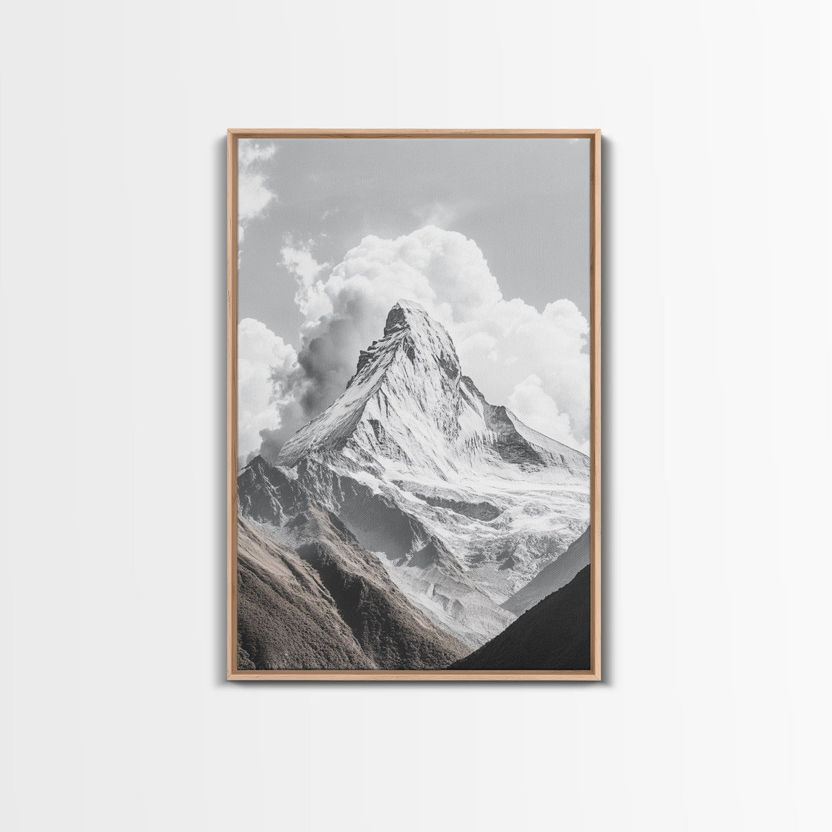 Matterhorn Majesty, Iconic Summit, Black and White Mountain, Canvas Print, Office Wall Art, Minimalist Photography, Modern Decor