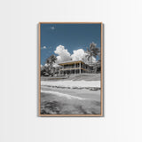 Coastal House, Tropical Beach, Summer Vacation, Color Pop, Framed Canvas Print, Beach House Art, Nautical Decor, Living Room Wall Art
