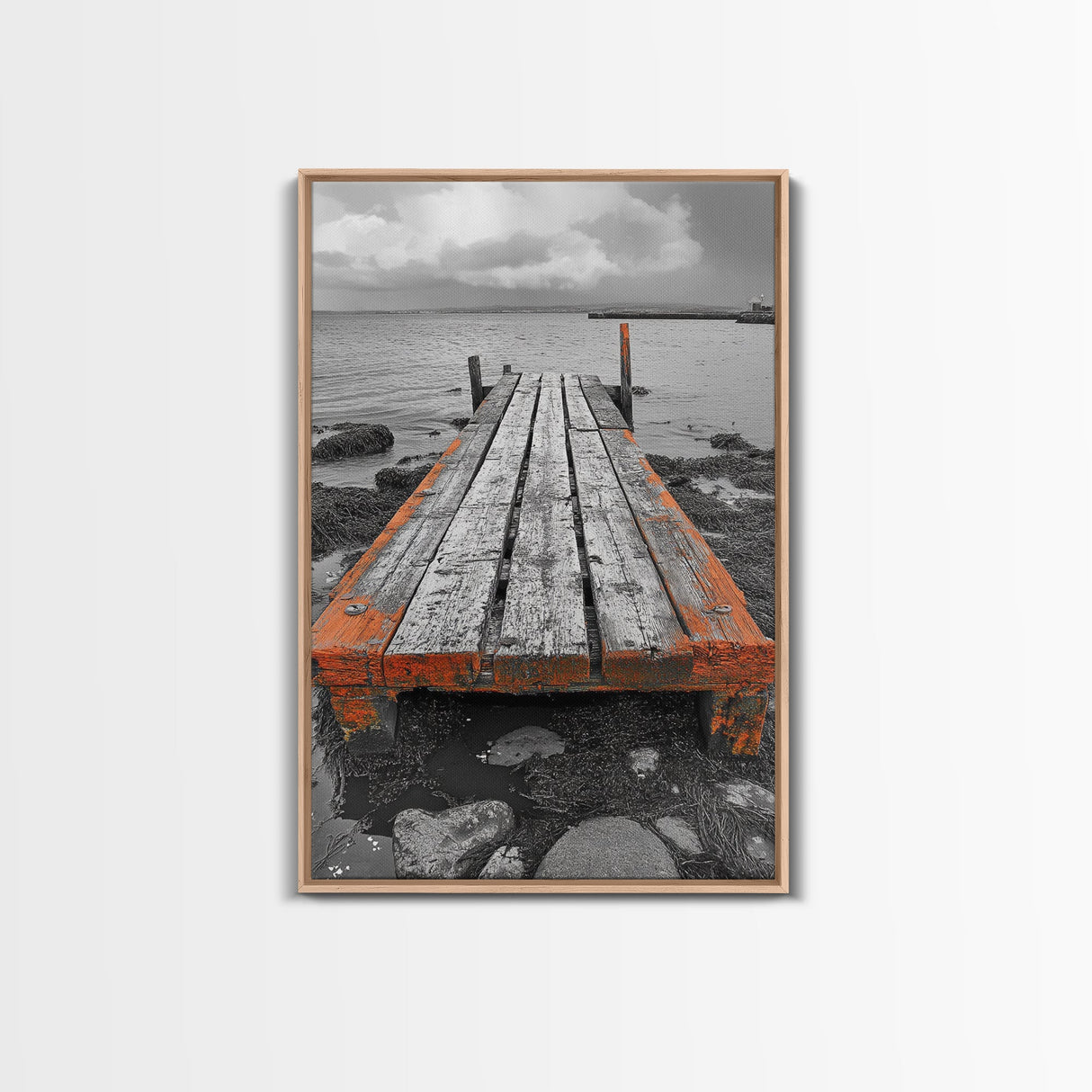 Rustic Dock, Seaside Escape, Coastal Pier, Nautical Wood, Canvas Print, Lake House Decor, Farmhouse Style, Living Room Wall Art