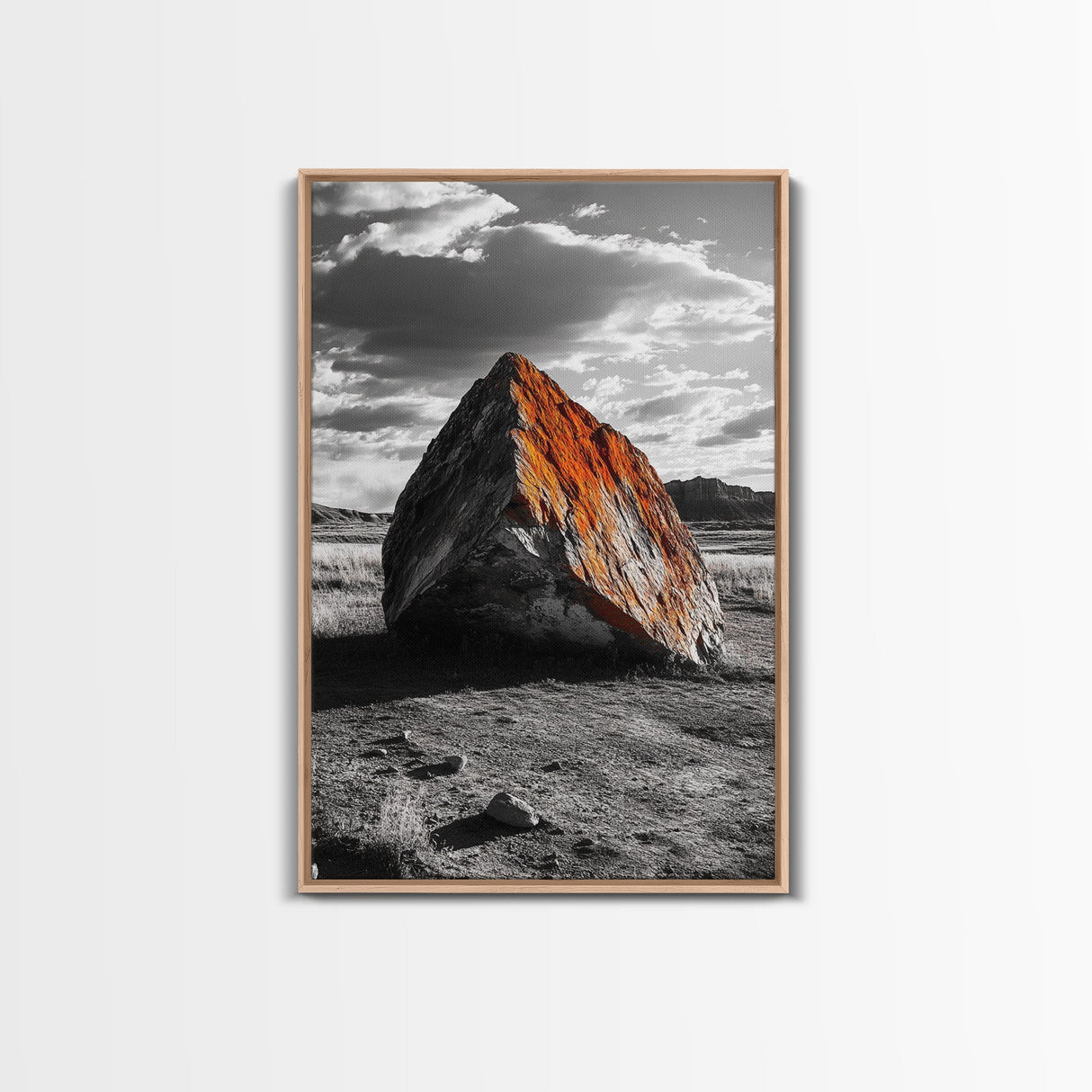 Red Rock, Sunset Boulders, Wild West Plains, Canvas Print, Desert Landscape Art, Living Room Wall Decor, Nature Photography