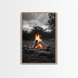 Firewood Blaze, Autumn Campfire, Outdoor Canvas Print, Cozy Cabin Wall Art, Rustic Nature Decor, Adventure Wall Accent
