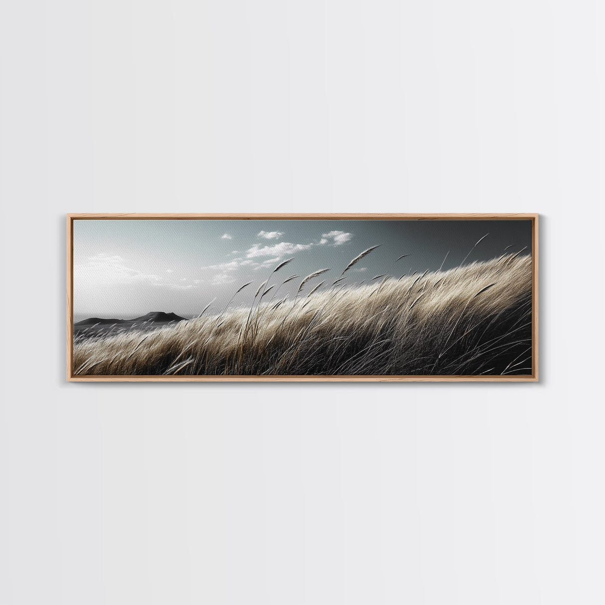 Golden Field, Windy Grass, Serene Meadow, Soft Light, Canvas Print, Minimalist Decor, Bedroom Wall Art, Neutral Landscape Art