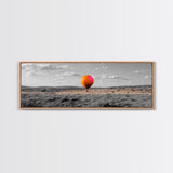 Hot Air Balloon, Colorful Sky, Open Field, Adventure Art, Framed Canvas Print, Whimsical Decor, Playroom Wall Art, Travel Theme