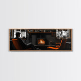Fireplace Moment, Cozy Cabin Mood, Fall Comfort Scene, Framed Canvas Print, Hygge Wall Art, Masculine Decor, Warm Living Room Style