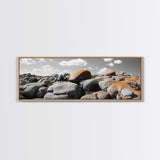 Granite Boulder Field, Orange Lichen Rocks, Desert Rockscape, Canvas Print, Natural Earth Decor, Living Room Wall Art