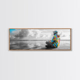 Colorful Hoodie, Peaceful Ocean, Reflective Moment, Street Style, Framed Canvas Print, Boho Wall Art, Teen Bedroom Decor