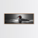 Red-Eyed Loon, Waterbird, Monochrome Beauty, Wildlife Portrait, Framed Canvas Print, Cabin Wall Art, Bird Lover Gift, Nature Photography
