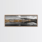 Yellow Trees, Mirror Lake, Majestic Mountains, Canvas Print, Fall Wall Art, Nature Photography, Peaceful Landscape Decor