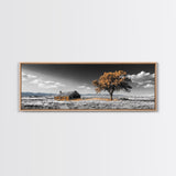 Prairie Cabin, Golden Tree, Rural Landscape, Open Sky, Framed Canvas Print, Country Decor, Farmhouse Wall Art, Rustic Bedroom Style