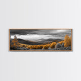 Fall Hills, Autumn Forest, Moody Landscape, Rolling Mountains, Framed Canvas Print, Cabin Wall Art, Nature Photography, Cozy Home Decor