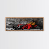 Cowboy Resting, Rustic Cabin Scene, Western Americana, Framed Canvas Print, Fall Wall Art, Bedroom or Study Western Style Decor
