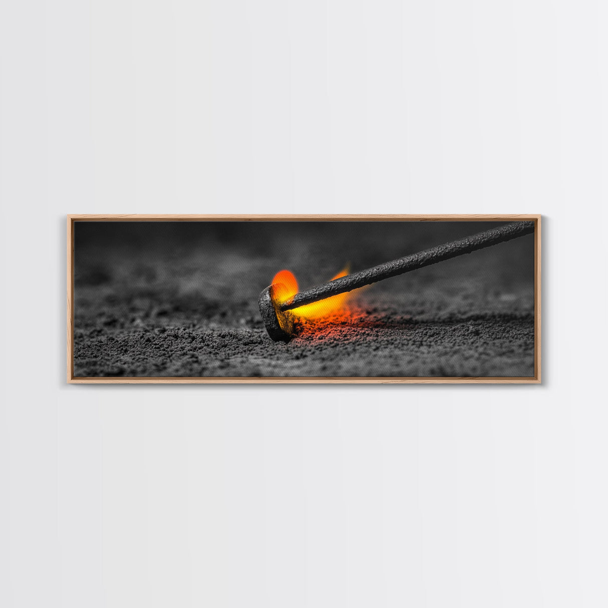 Branding Iron Fire, Industrial Glow Art, Rustic Ranch Scene, Cowboy Western Print, Canvas Print, Man Cave Wall Art, Farmhouse Decor